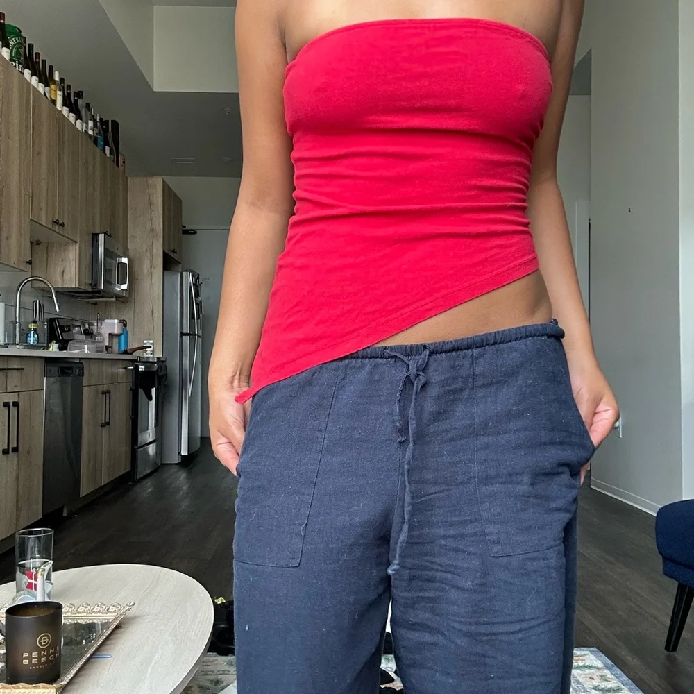 Vintage Red Strapless Tube Top - Picture 2 of 2